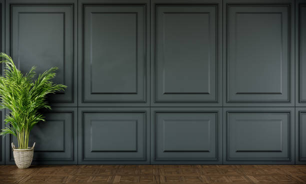 istock empty green room with classic wall style and wooden floor. interior design 3d background 1306441499