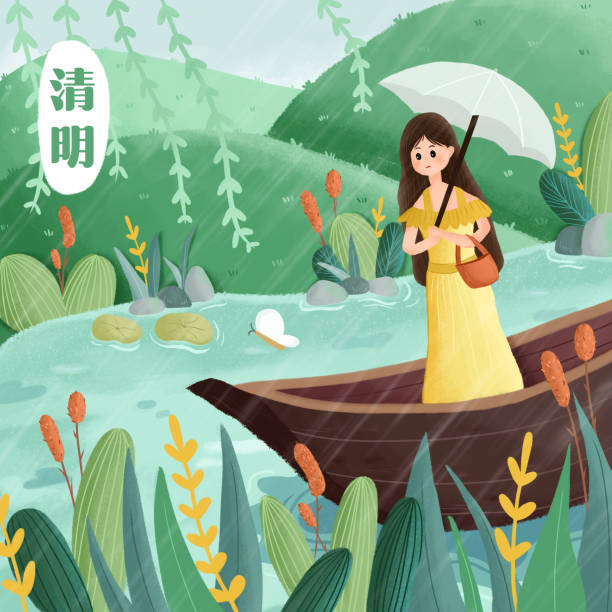 ilustrações, clipart, desenhos animados e ícones de festival ching ming, tradicional chinês, dia de varrer túmulos - chinese spring festival