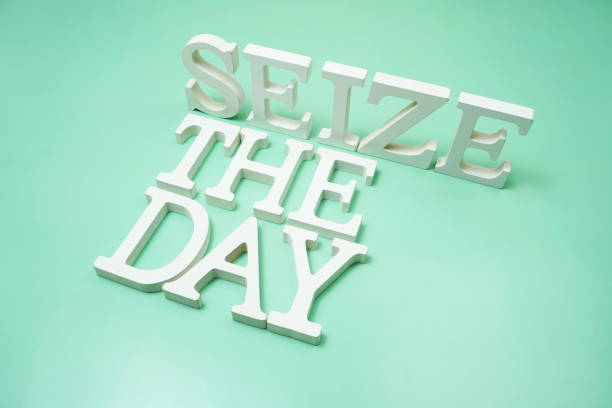 Seize The Day alphabet letters on green background