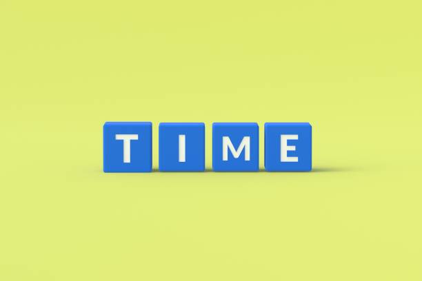 istock Word time on blue cubes on yellow background. 3d rendering 1306457857