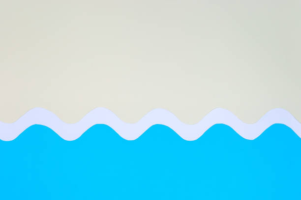 istock White blue paper with curly waves, summer sea background, horizontal, copy space 1306458219