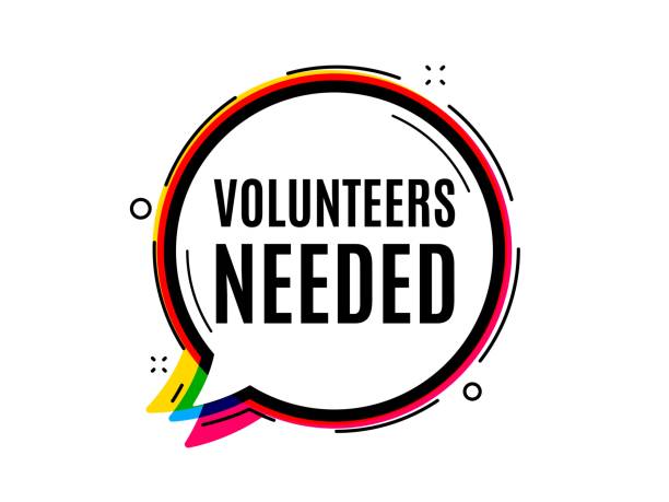 ilustraciones, imágenes clip art, dibujos animados e iconos de stock de los voluntarios necesitaban símbolo. señal de servicio de voluntariado. vector - volunteer
