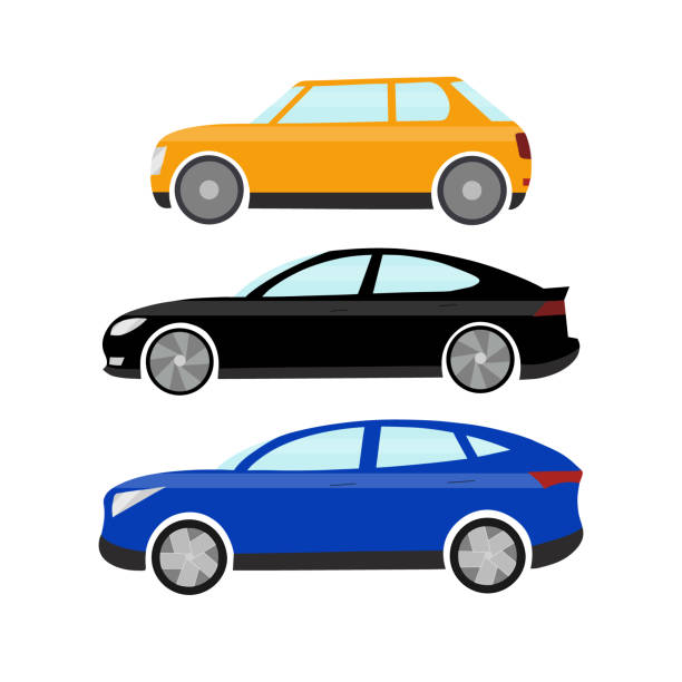Choise of modern electric car models. A passenger car, off-road and a two-door small car Choise of modern electric car models. A passenger car, off-road and a two-door small car for couple family usage or race. sports utility vehicle illustrations stock illustrations