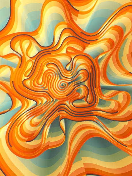 istock Hypnotic wavy background with multicolored lanes. 3d render digital illustration 1306464627