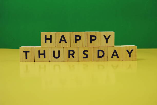 istock Happy Thursday alphabet letter on green and yellow background 1306465917