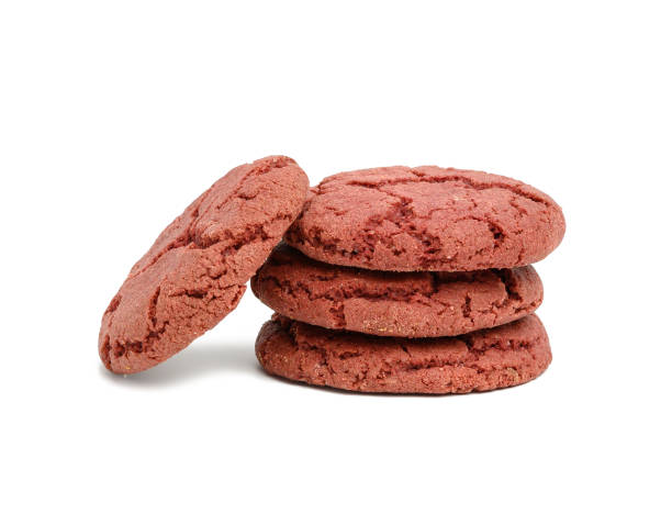 istock stack of baked round cookies with cherries on a white background 1306470843