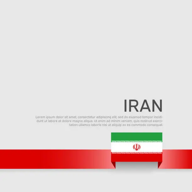 Vector illustration of Iran flag background. Ribbon color flag of iran on a white background. National poster. Vector tricolor flat design. State iranian patriotic banner, cover