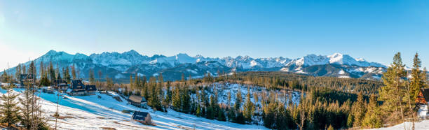 istock Winter panorama of Tatra Mountains at sunrise 1306475009
