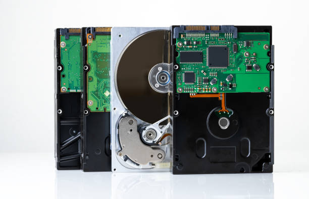 istock Classic old hard drives on white background 1306478299