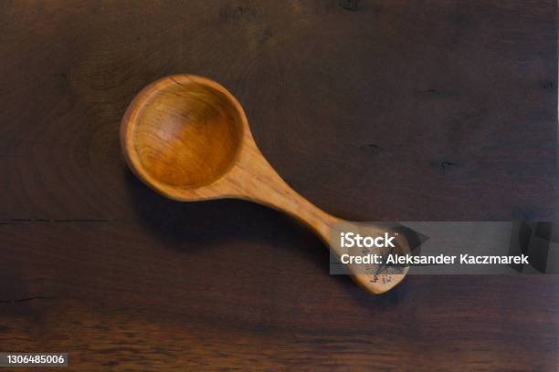 Wooden Spoon With A Wind Rose Sign Stock Photo - Download Image Now - Art, Brown, Bushcraft