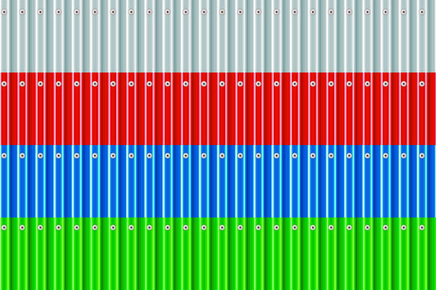 bezszwowy wzór falistego łupka. ocynkowany zestaw arkuszy żelaznych. malowane panele z tektury falistej. - zinc stock illustrations