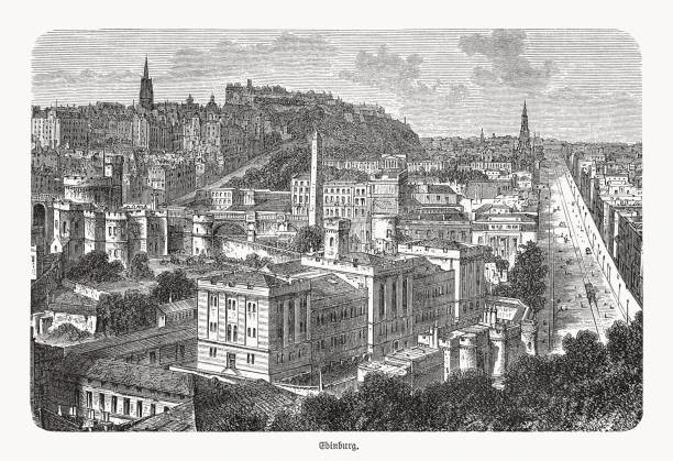 istock Historical view of Edinburgh, Scotland, UK, wood engraving, published 1893 1306486108