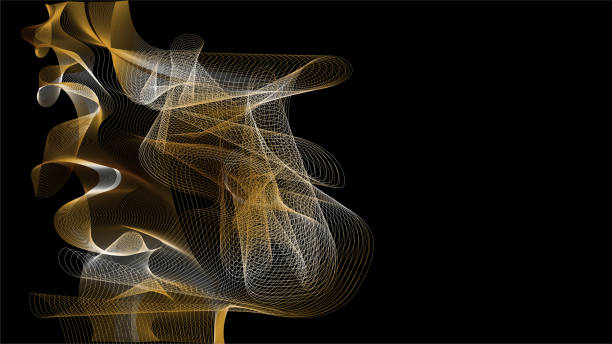 istock Dynamic background of glowing abstract waves on a dark background, magical golden shimmer. Vector graphics. 1306488839