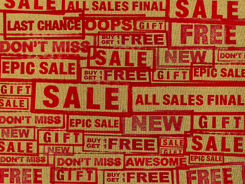 Sale stamps, background.