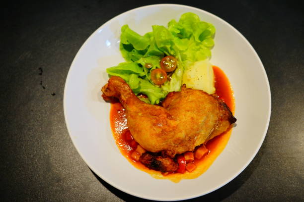 istock top view with Chicken leg Steak 1306494191