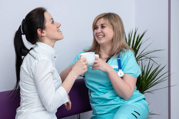 istock Two female doctors took a coffee break. 1306494258