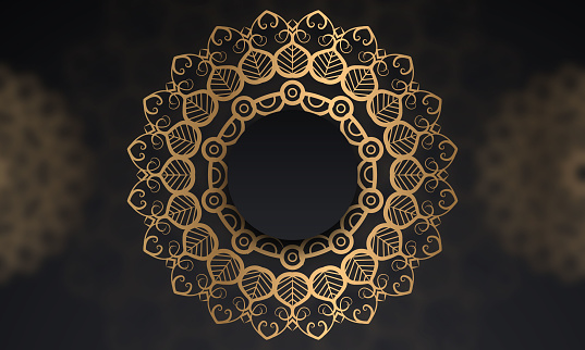 Luxury gold black mandala vector,Ethnic royal circle pattern background
