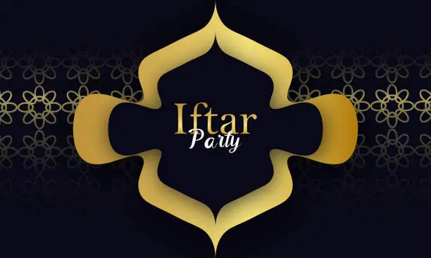 Vector illustration of Ramadan kareem iftar party card design stock illustration