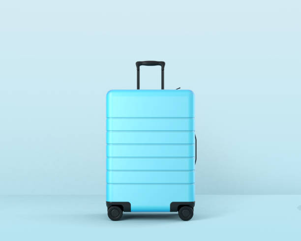 istock Stylish Suitcase on Color Background 1306502612