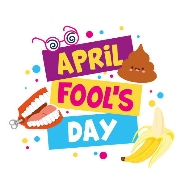 april fools day april fools day illustration with emojis and confetti. vector illustration april fools day stock illustrations