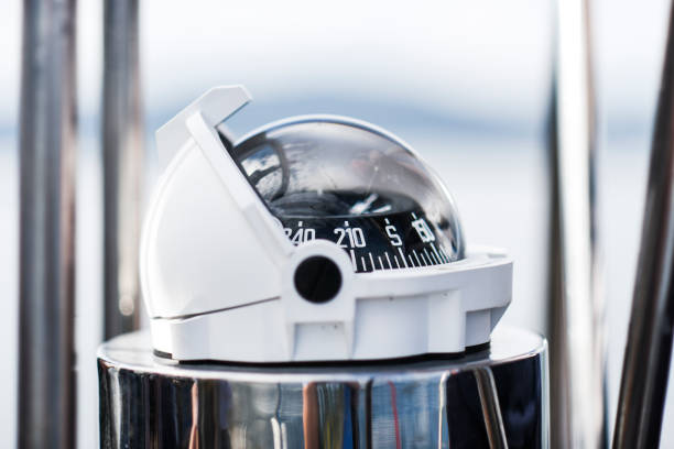 istock A compass, a side  view from on a sailing yacht. 1306507783