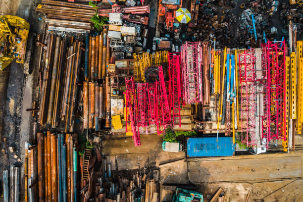 istock Metal recycling yard from above 1306511076