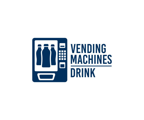 음료, 병 음료 및 주스, 디자인 판매 자동 판매기. 음료 및 탄산음료 구매, 자동 판매 또는 판매, 소비 및 기술, 벡터 디자인 및 일러스트레이션 - vending machine machine selling soda stock illustrations