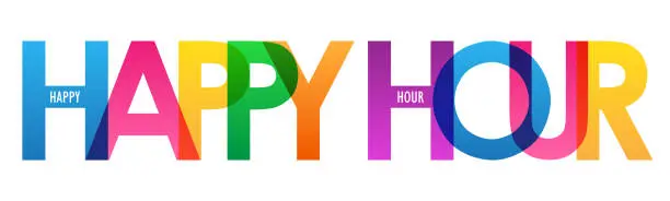 Vector illustration of HAPPY HOUR colorful typography banner