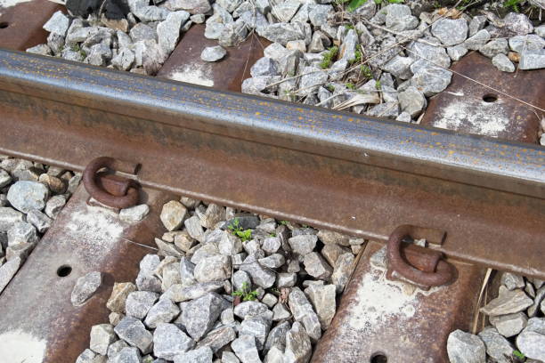 istock Steel ties, clips and rails 1306516489