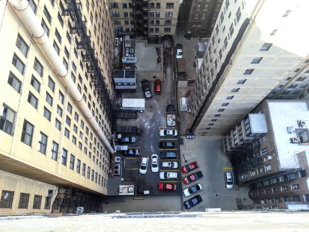 istock Scary downward view from high on the building rooftop 1306516494