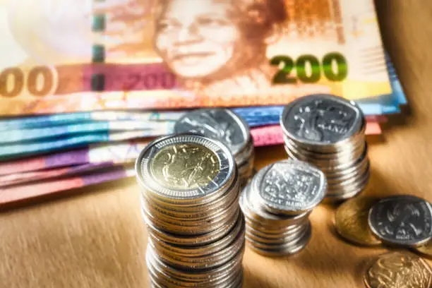 Photo of Collection of South African currency in rand