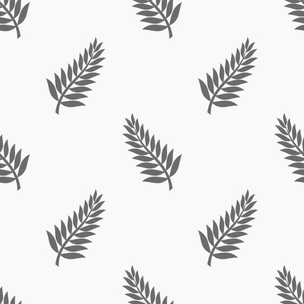 paproć lub liście palmowe bez szwu wzór. - fern leaf isolated flat stock illustrations