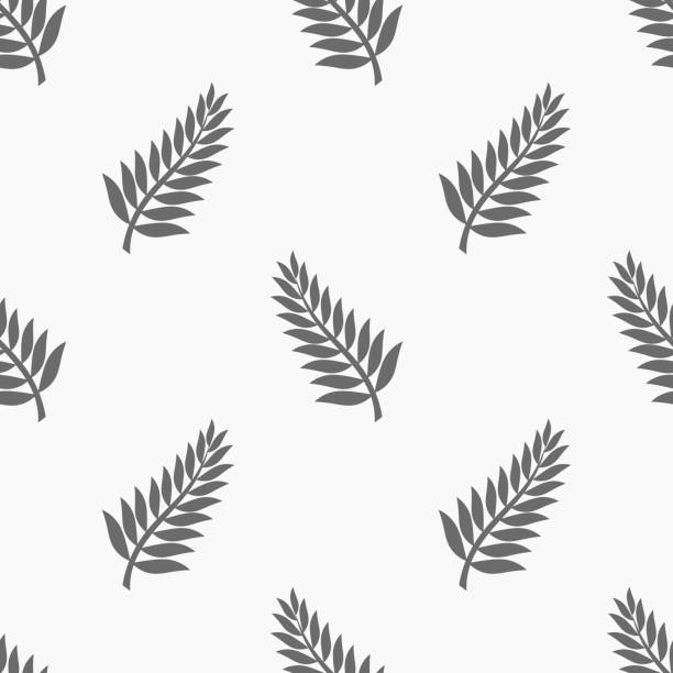 ilustrações, clipart, desenhos animados e ícones de samambaia ou palmia deixa um padrão perfeito. - fern leaf isolated flat