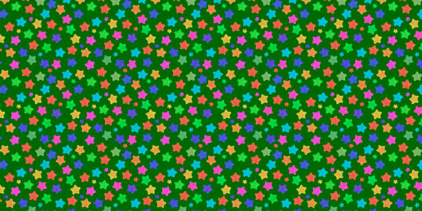 異なるサイズの色の星のお祝いの緑のパターン。 - star shape confetti red nobody ストックフォトと画像