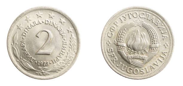 istock Yugoslavia two dinars coin on white isolated background 1306525190