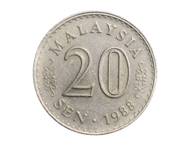 istock Malaysia twenty sen coin on white isolated background 1306525232