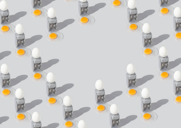 istock 2021 Easter unique pattern background. Egg spills from the water machine. Holiday and food creative concept. Copy space. 1306526869