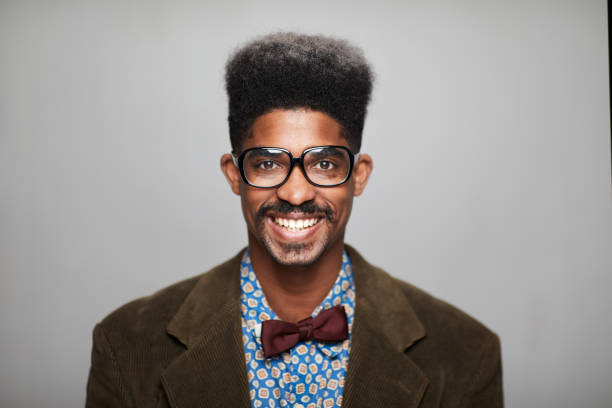 hispanic man headshot dressed as a nerd teacher. - business men humor macho imagens e fotografias de stock