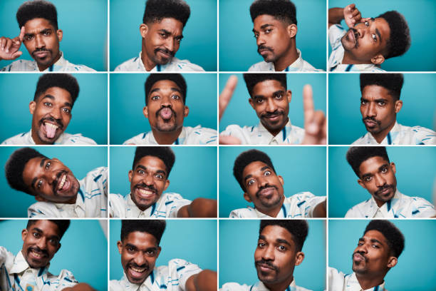 istock Multiple images of a Colombian man making a selfie. 1306528509