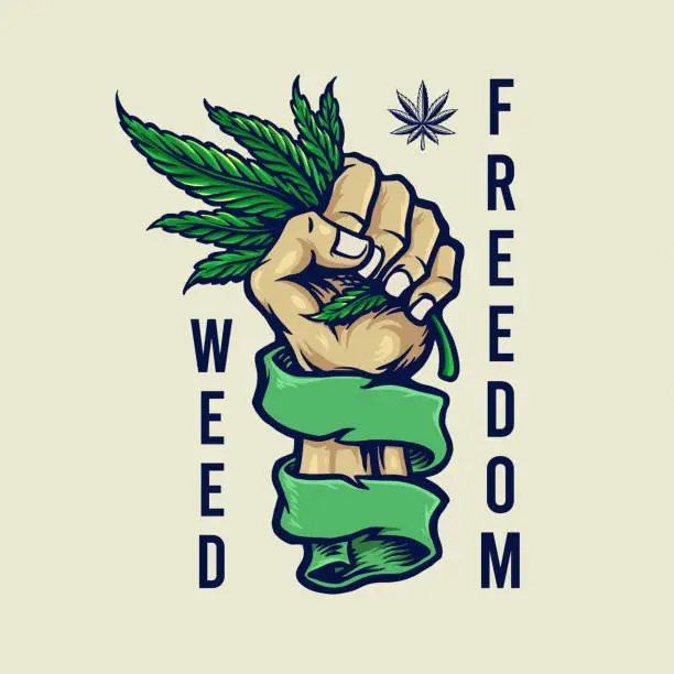 Vector illustration of Weed Freedom Vintage mascot illustrations for your work Logo, mascot merchandise t-shirt, stickers and Label designs, poster, greeting cards advertising business company or brands.