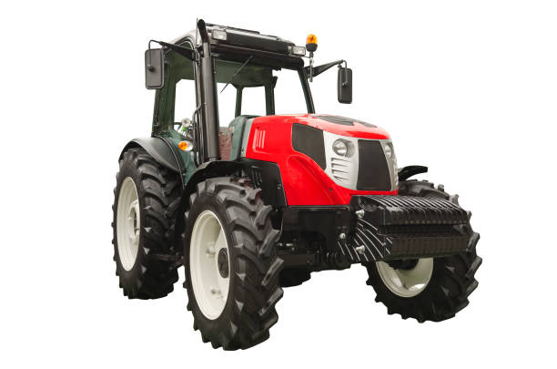 istock Red agricultural tractor, front view 1306529960