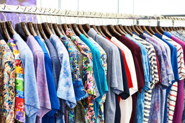 istock Men's shirts with short sleeves in store 1306530743