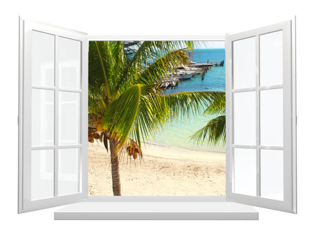 istock View of ocean through window 1306531912