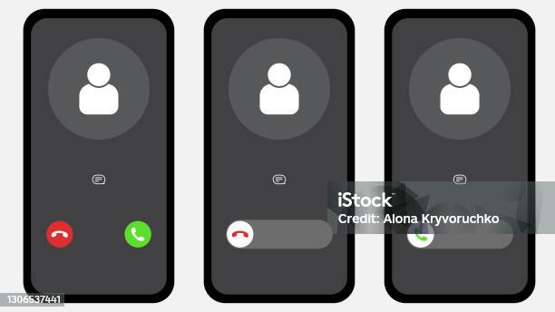 Calling Button Screen Vector Dimensionless Graphics Iphone Call Screen Set Interface Slide To ...