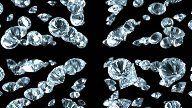 istock Falling beautiful diamonds in the dark, computer generated. 3d render of luxury background 1306537729