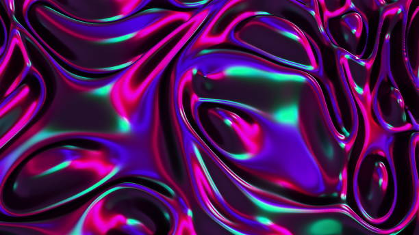 istock Computer generated realistic background of weaving iridescent fabric, 3D rendering background 1306537800