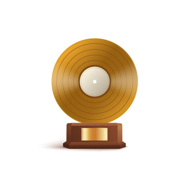istock Music award in shape of vinyl disc realistic mockup vector illustration isolated 1306537942