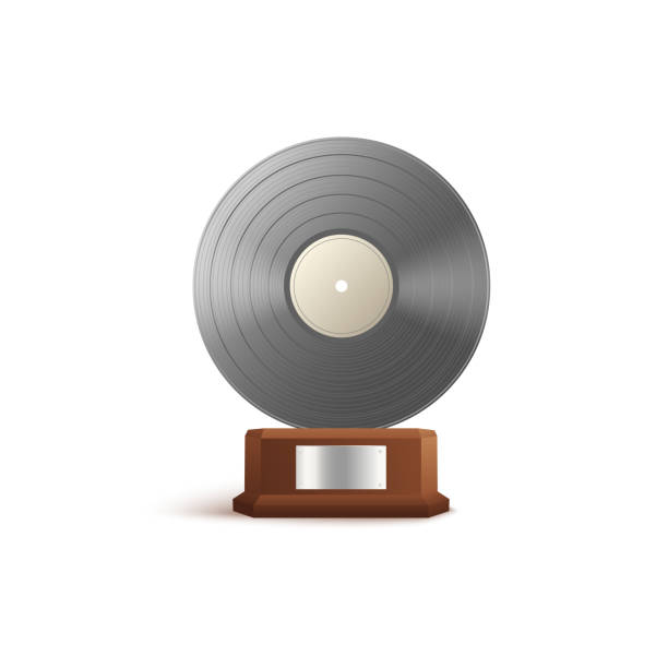 istock Platinum music award in shape of vinyl disc 3d vector illustration isolated. 1306537946