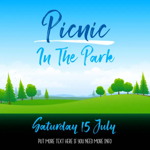 Vector illustration of Picnic in the park poster