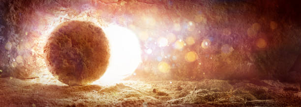 istock Rolled Stone With Lights - Resurrection Of Jesus 1306541494